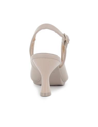 Salon piel destalonado con tacon medio mujer beige