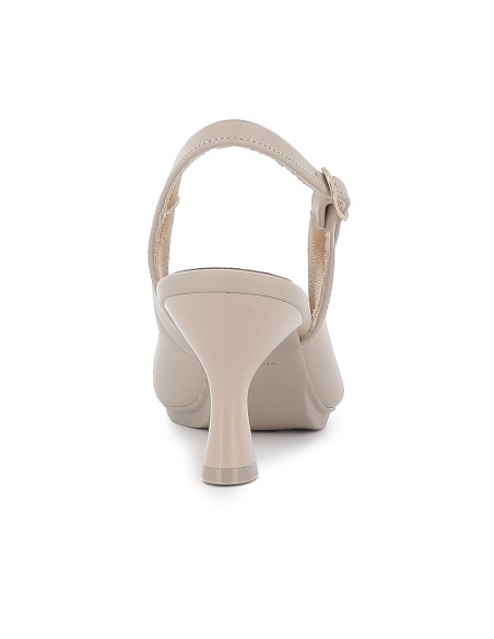 Salon piel destalonado con tacon medio mujer beige