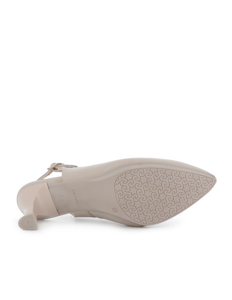 Salon piel destalonado con tacon medio mujer beige
