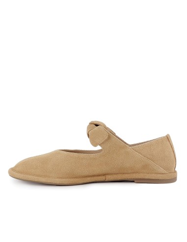 Bailarina piel lazo elastico y plantilla acolchada mujer camel