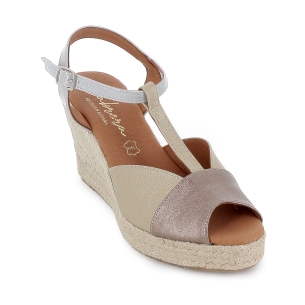 Sandalia plataforma yute napa forrada mujer dorada 2