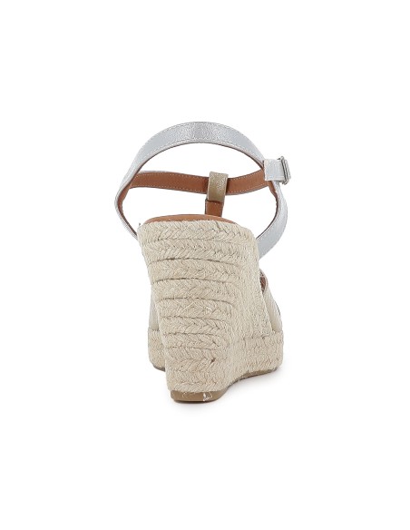 Sandalia plataforma yute napa forrada mujer dorada