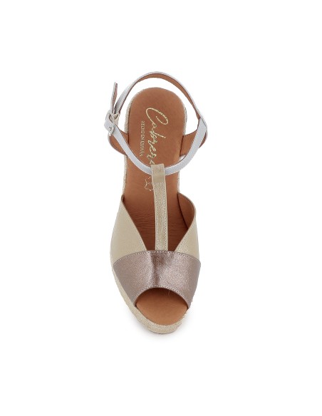 Sandalia plataforma yute napa forrada mujer dorada