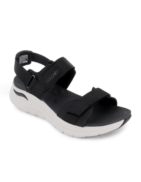 Sandalia deportiva vegana diseño tiras con velcros mujer negro