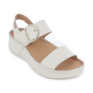 Sandalia piel lisa plataforma y cuña hebilla mujer blanco 2