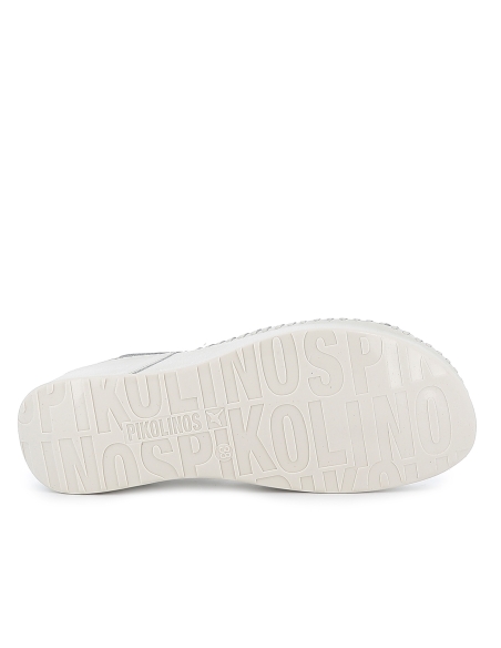 Sandalia piel lisa plataforma y cuña hebilla mujer blanco