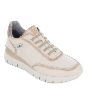 Deportivo mujer comodo piel cordones elásticos beige 2