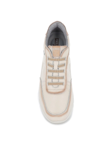 Deportivo mujer comodo piel cordones elásticos beige