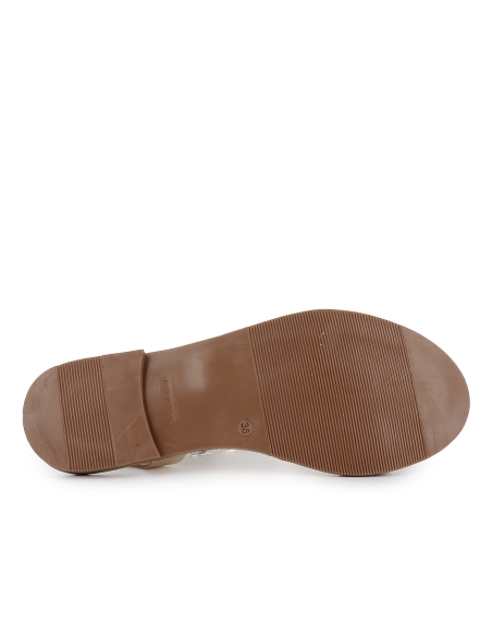 Sandalia piel tira chapas suela acolchada plana mujer dorado