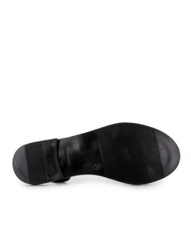 Sandalia piel tira chapas suela acolchada plana mujer negro