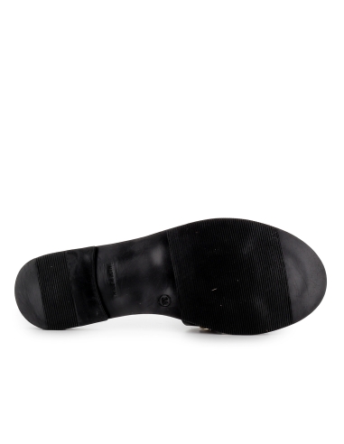 Zueco piel pala con tachas y suela acolchada plana mujer negro