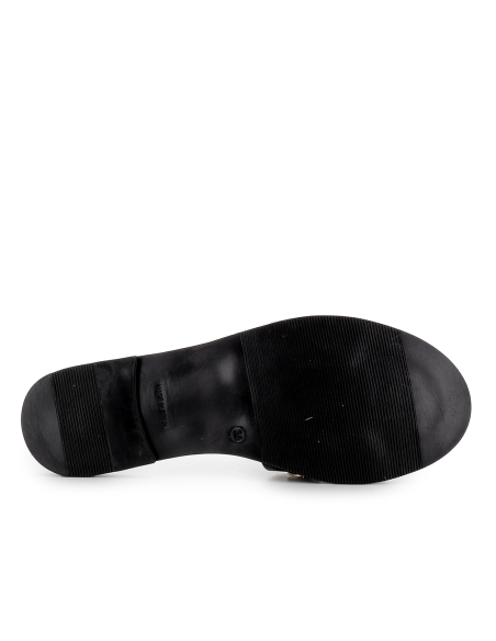 Zueco piel pala con tachas y suela acolchada plana mujer negro