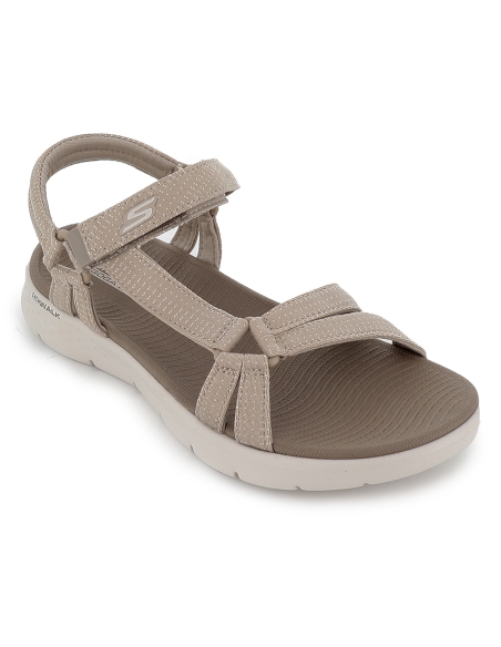 Sandalia abierta malla knit con tira ajustable mujer taupe