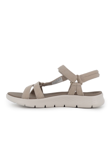 Sandalia abierta malla knit con tira ajustable mujer taupe