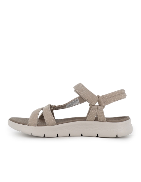 Sandalia abierta malla knit con tira ajustable mujer taupe