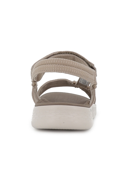 Sandalia abierta malla knit con tira ajustable mujer taupe