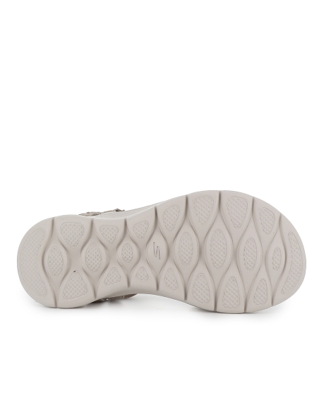 Sandalia abierta malla knit con tira ajustable mujer taupe