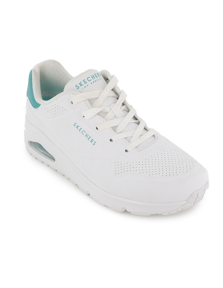 Sneakers blancos cordones mujer camara de aire detalle contraste
