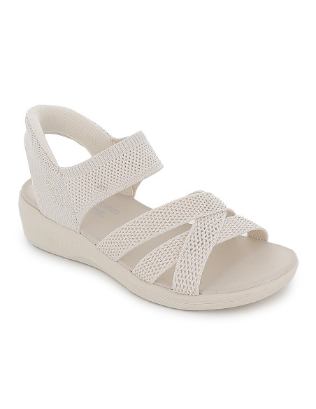 Sandalia slip-ins diseño tiras cruzadas elasticas mujer blancas