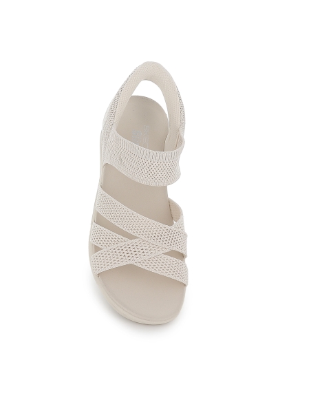 Sandalia slip-ins diseño tiras cruzadas elasticas mujer blancas