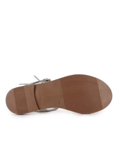 Sandalia romana tipo esclava piel con hebillas plano mujer hielo