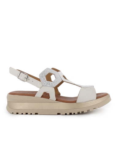 Sandalia piel combi ligera con plantilla acolchada mujer blanco