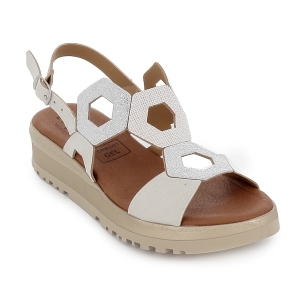 Sandalia piel combi ligera con plantilla acolchada mujer blanco 2