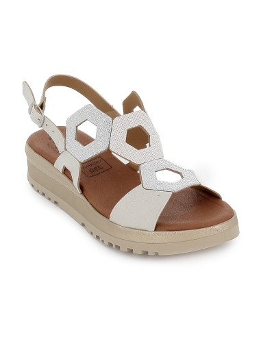Sandalia piel combi ligera con plantilla acolchada mujer blanco