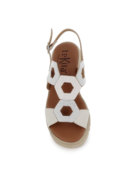 Sandalia piel combi ligera con plantilla acolchada mujer blanco