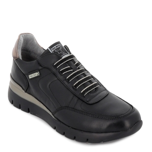 Deportivo mujer comodo piel cordones negro 2