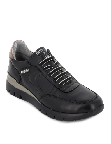 Deportivo mujer comodo piel cordones negro