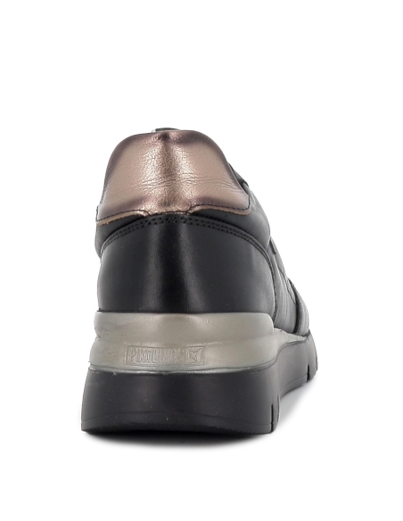 Deportivo mujer comodo piel cordones negro