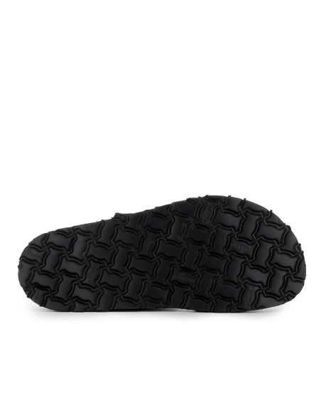 Sandalia zueco piel con hebilla y suela ergonomica mujer negro