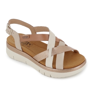 Sandalia cuña de tiras multicolor marfil 2