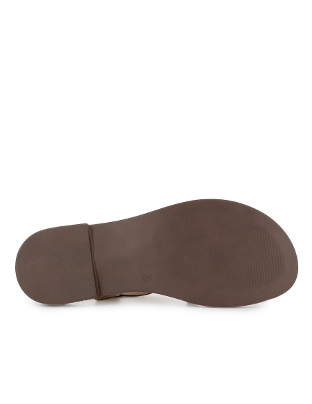 Sandalia esclava tipo romana piel hebillas tacon bajo mujer oro