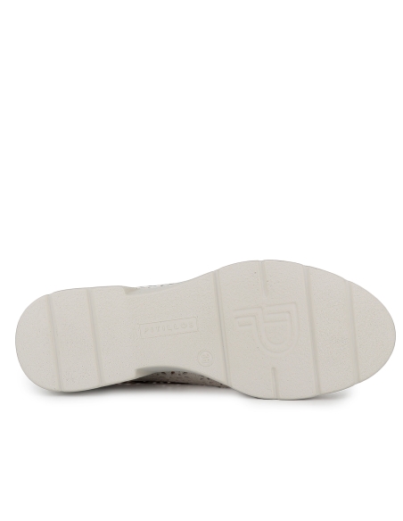 Zapato cordones piel picados florales cuña baja mujer dorado