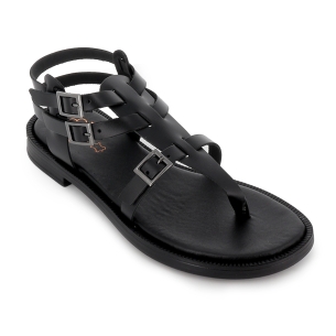 Sandalia esclava tipo romana piel hebillas tacon bajo mujer negr 2