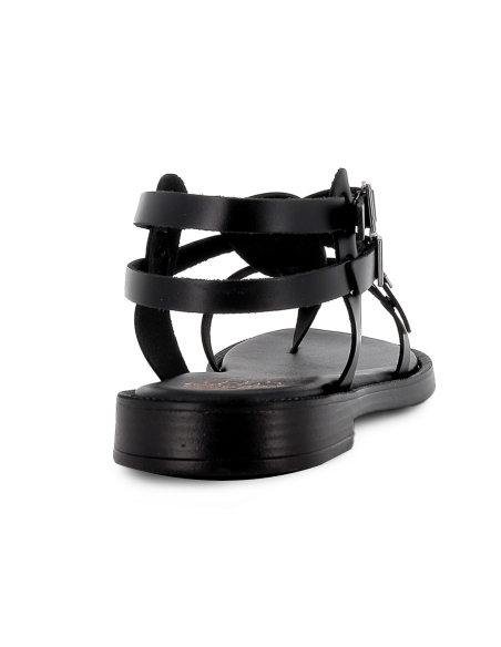 Sandalia esclava tipo romana piel hebillas tacon bajo mujer negr