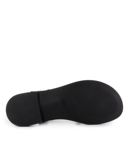 Sandalia esclava tipo romana piel hebillas tacon bajo mujer negr