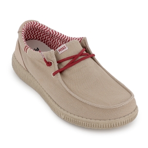 Zapatilla cordon elastico hombre canvas verano beige 2