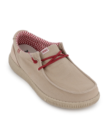 Zapatilla cordon elastico hombre canvas verano beige