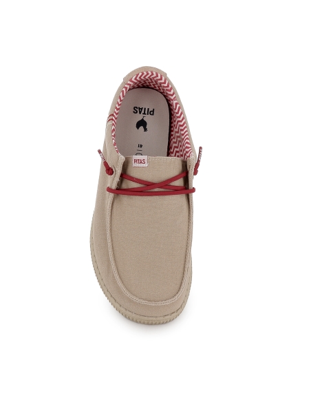 Zapatilla cordon elastico hombre canvas verano beige
