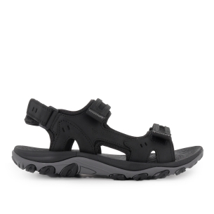 Sandalia californiana piel y textil 3 velcros hombre negro