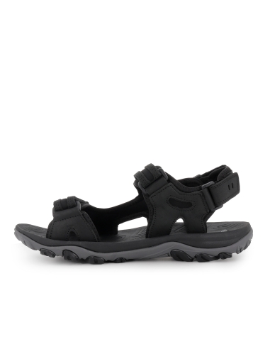 Sandalia californiana piel y textil 3 velcros hombre negro