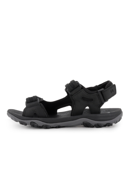 Sandalia californiana piel y textil 3 velcros hombre negro