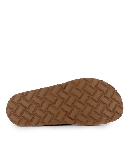 Sandalia zueco piel con hebilla y suela ergonomica mujer beige