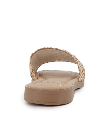 Zueco rafia eslabones plantilla gel y flexible plano mujer beige