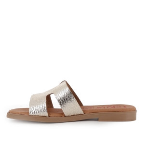 Zueco piel plantilla gel comoda y flexible plano mujer dorado 2