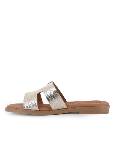 Zueco piel plantilla gel comoda y flexible plano mujer dorado