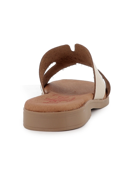 Zueco piel plantilla gel comoda y flexible plano mujer dorado